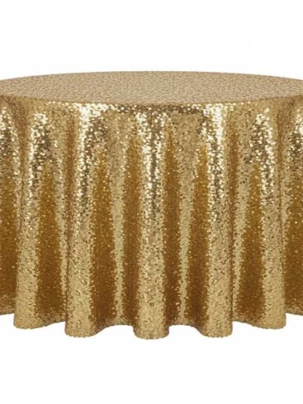 Round Gold sequin tablecloth  bought extras open package but never used